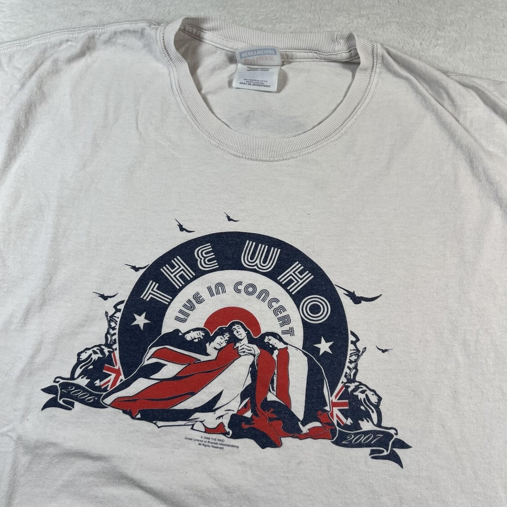 The Who 2006 2007 Live In Concert Shirt Mens XL White Tour Dates Band Tee Hanes